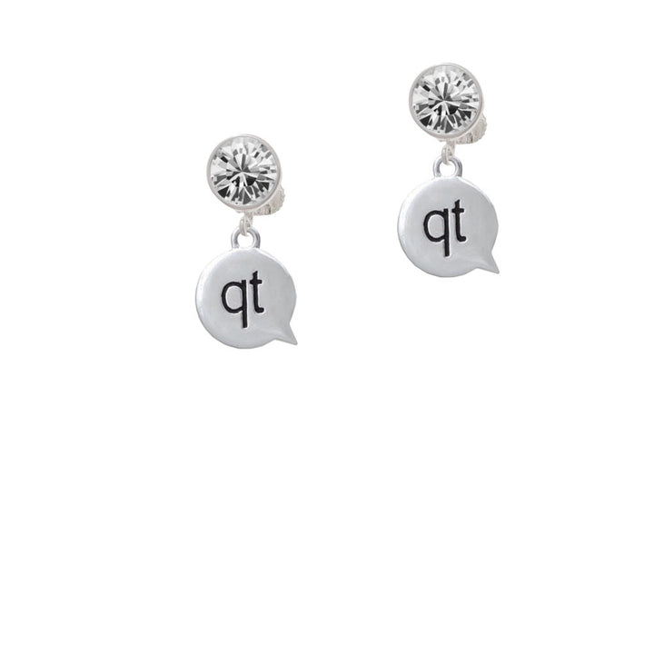 Text Chat - qt - Cutie - Crystal Clip On Earrings Image 2