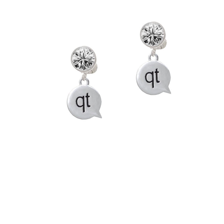 Text Chat - qt - Cutie - Crystal Clip On Earrings Image 1