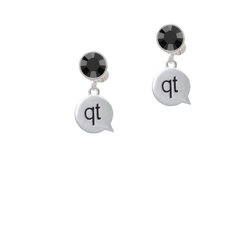 Text Chat - qt - Cutie - Crystal Clip On Earrings Image 3