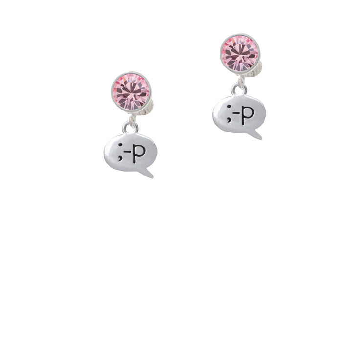 Emoticon :-P - Cheeky - Crystal Clip On Earrings Image 4