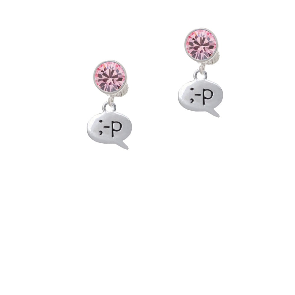 Emoticon :-P - Cheeky - Crystal Clip On Earrings Image 1