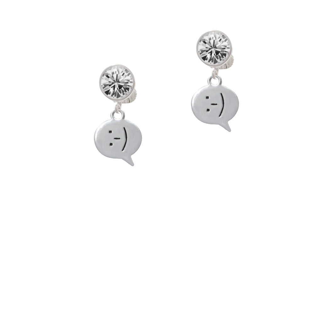 Emoticon :-) - Smiling - Crystal Clip On Earrings Image 2