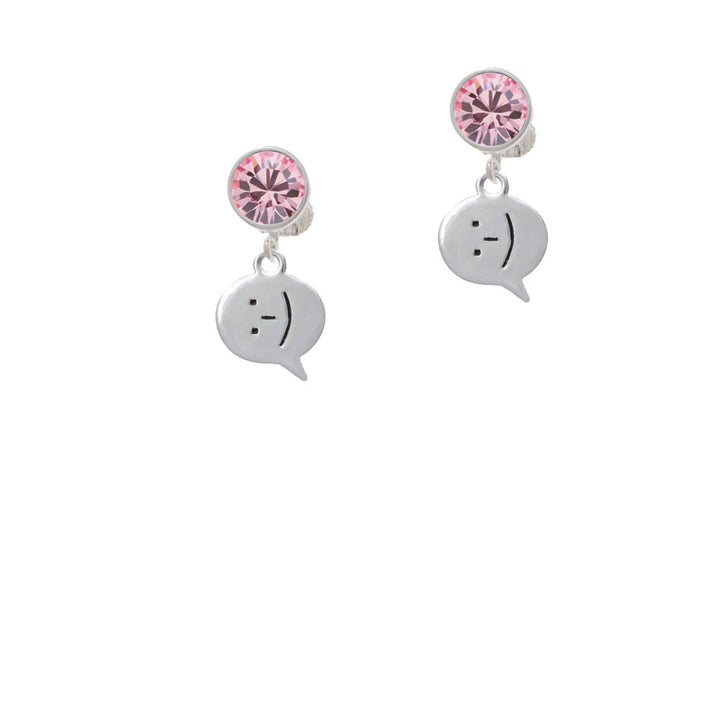 Emoticon :-) - Smiling - Crystal Clip On Earrings Image 4