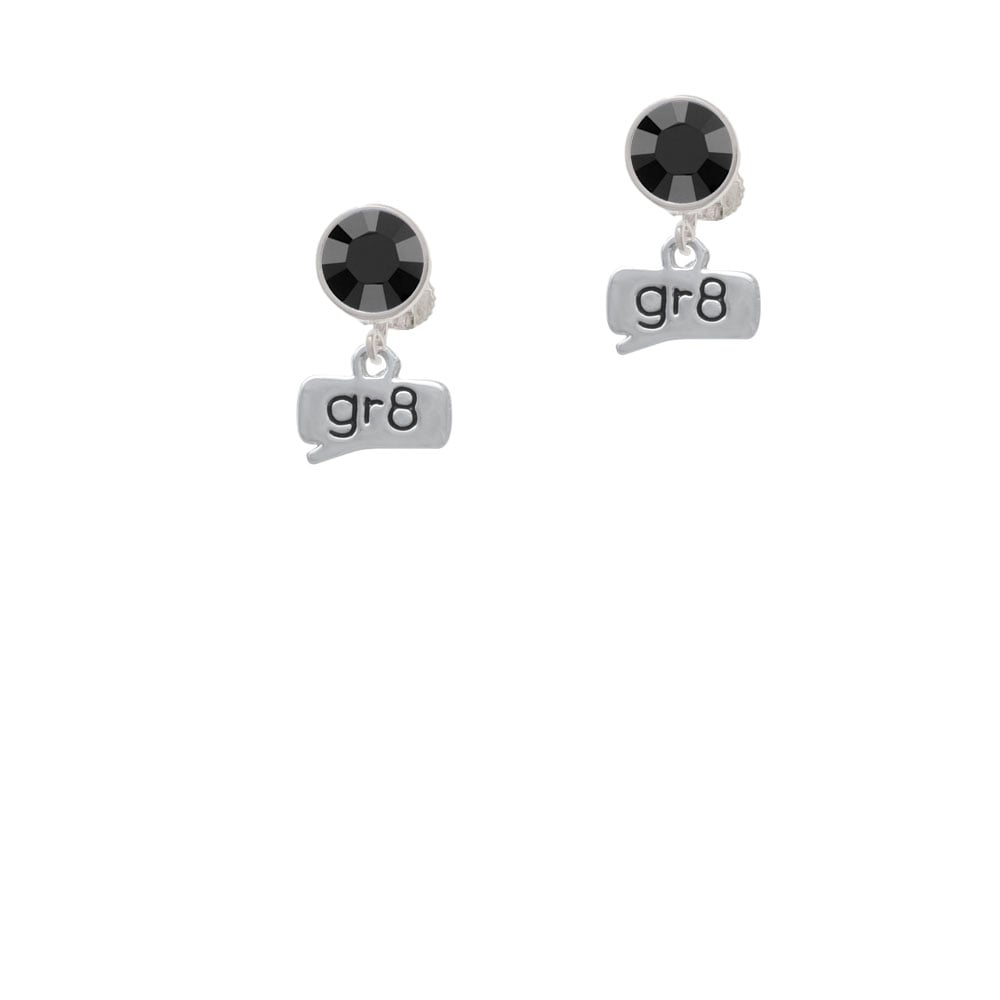 Text Chat - gr8 - Great - Crystal Clip On Earrings Image 1