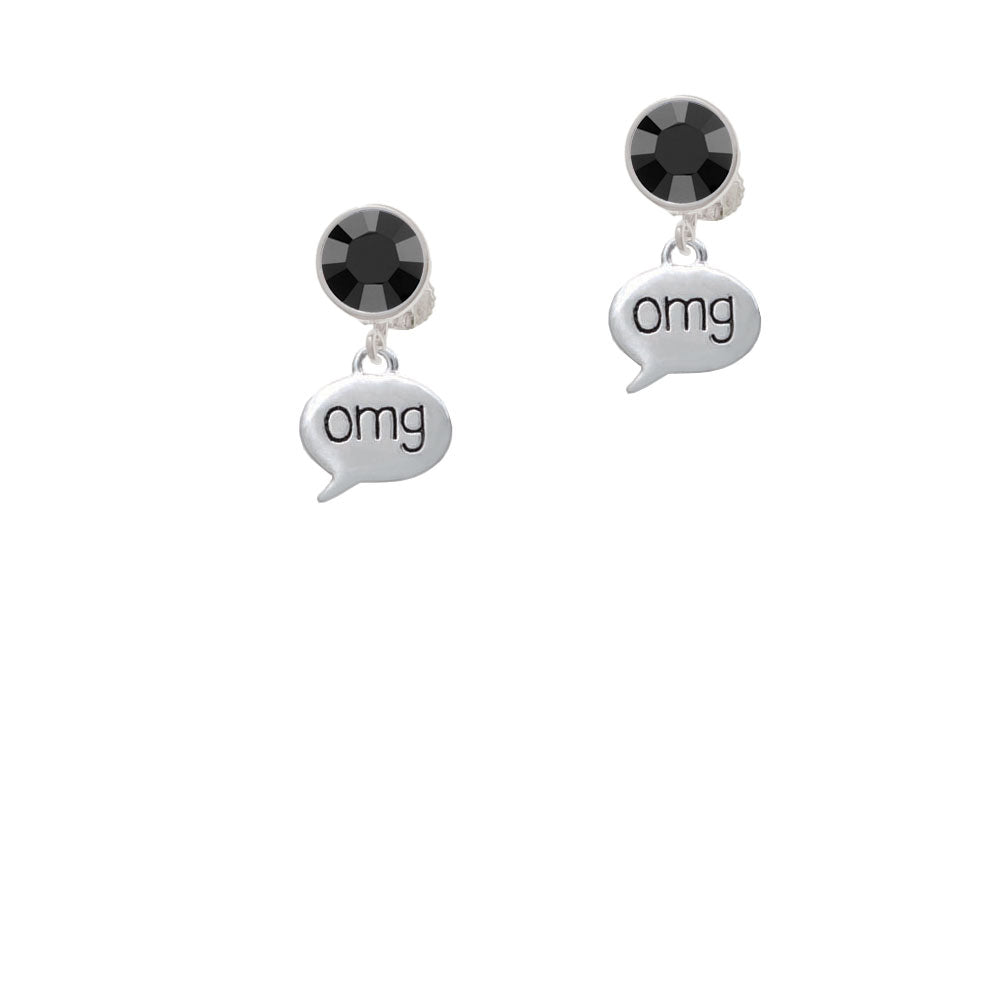 Text Chat - omg - Oh My God - Crystal Clip On Earrings Image 3