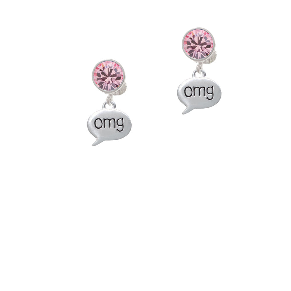 Text Chat - omg - Oh My God - Crystal Clip On Earrings Image 4