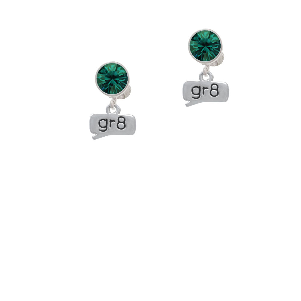 Text Chat - gr8 - Great - Crystal Clip On Earrings Image 6