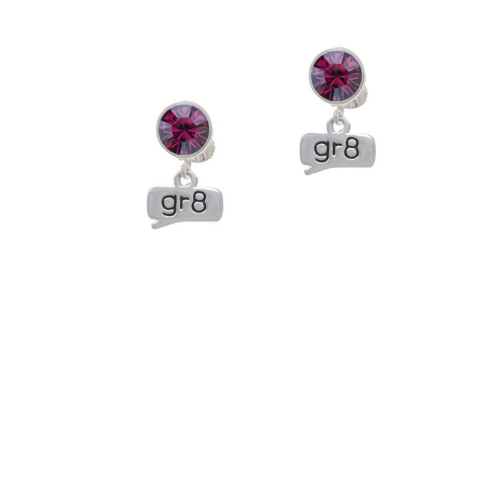 Text Chat - gr8 - Great - Crystal Clip On Earrings Image 8