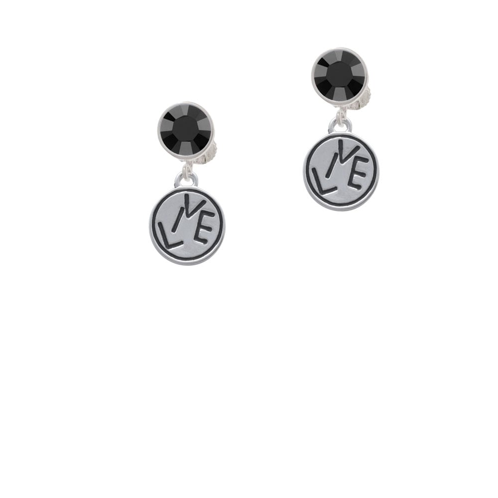 Live in Circle Crystal Clip On Earrings Image 3