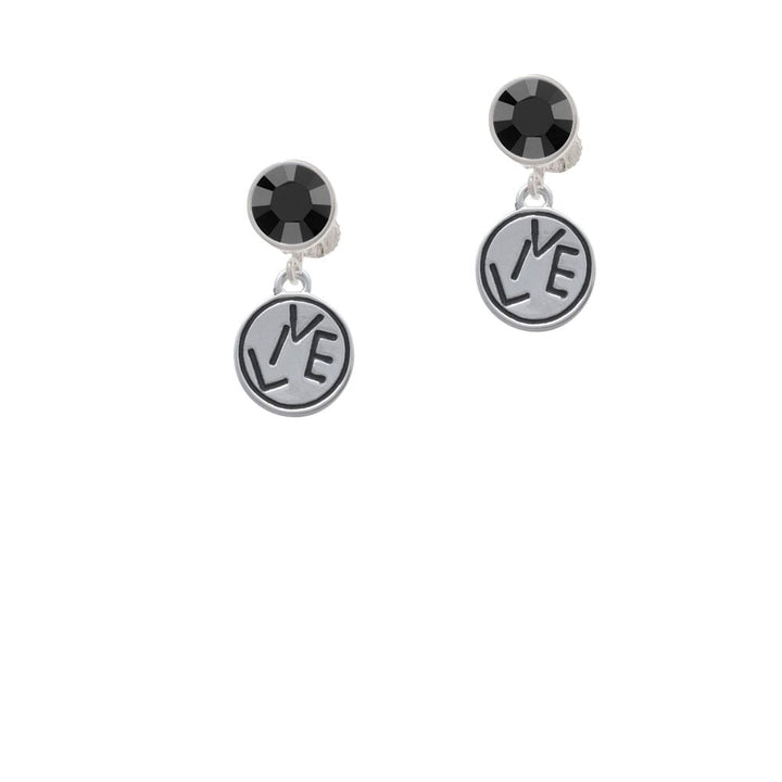 Live in Circle Crystal Clip On Earrings Image 1