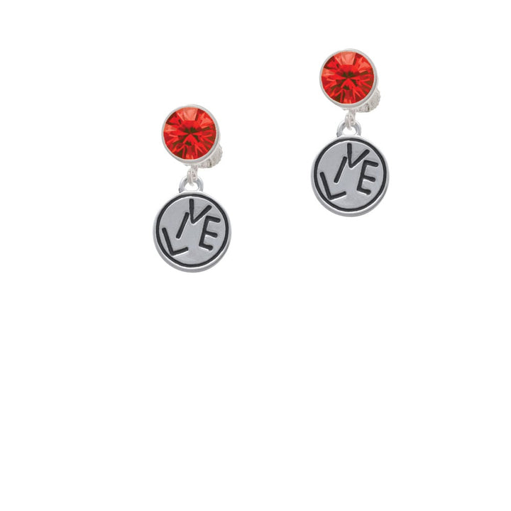 Live in Circle Crystal Clip On Earrings Image 1