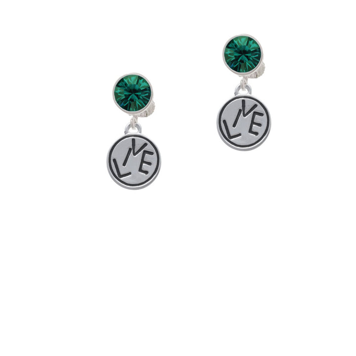 Live in Circle Crystal Clip On Earrings Image 6