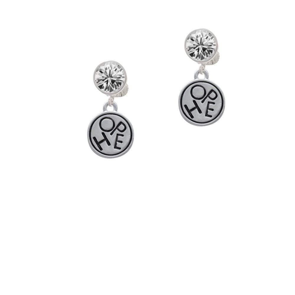 Hope in Circle Crystal Clip On Earrings Image 2