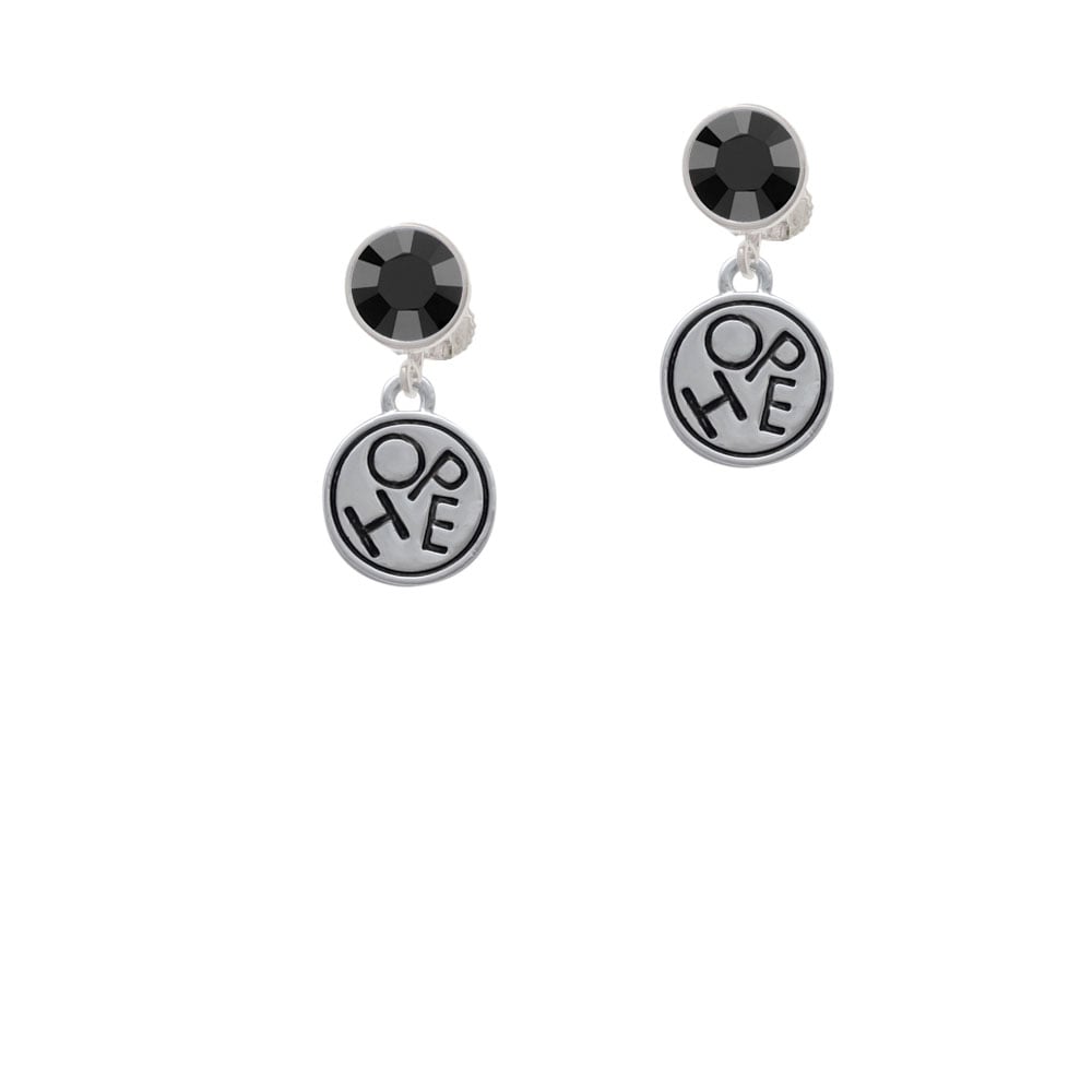 Hope in Circle Crystal Clip On Earrings Image 1