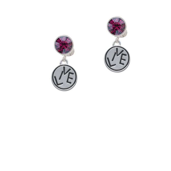 Live in Circle Crystal Clip On Earrings Image 8