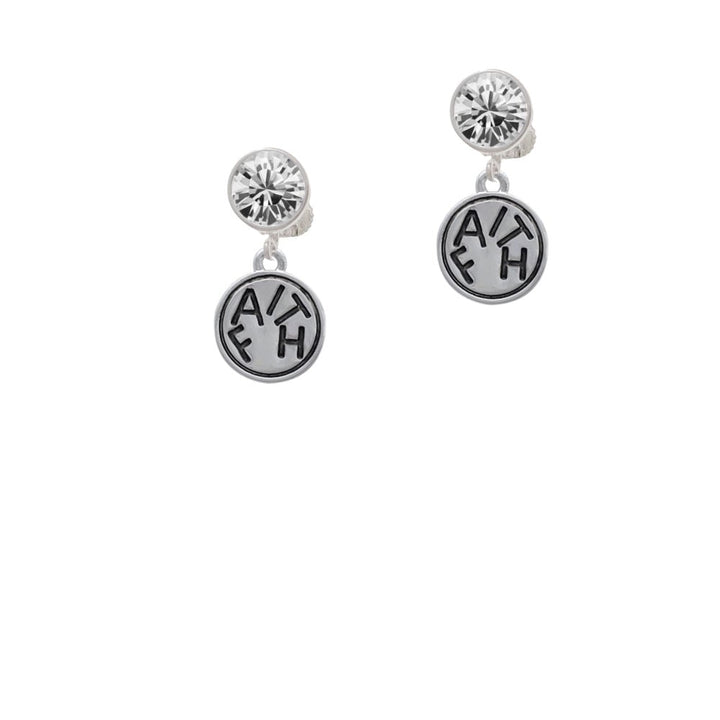 Faith in Circle Crystal Clip On Earrings Image 1