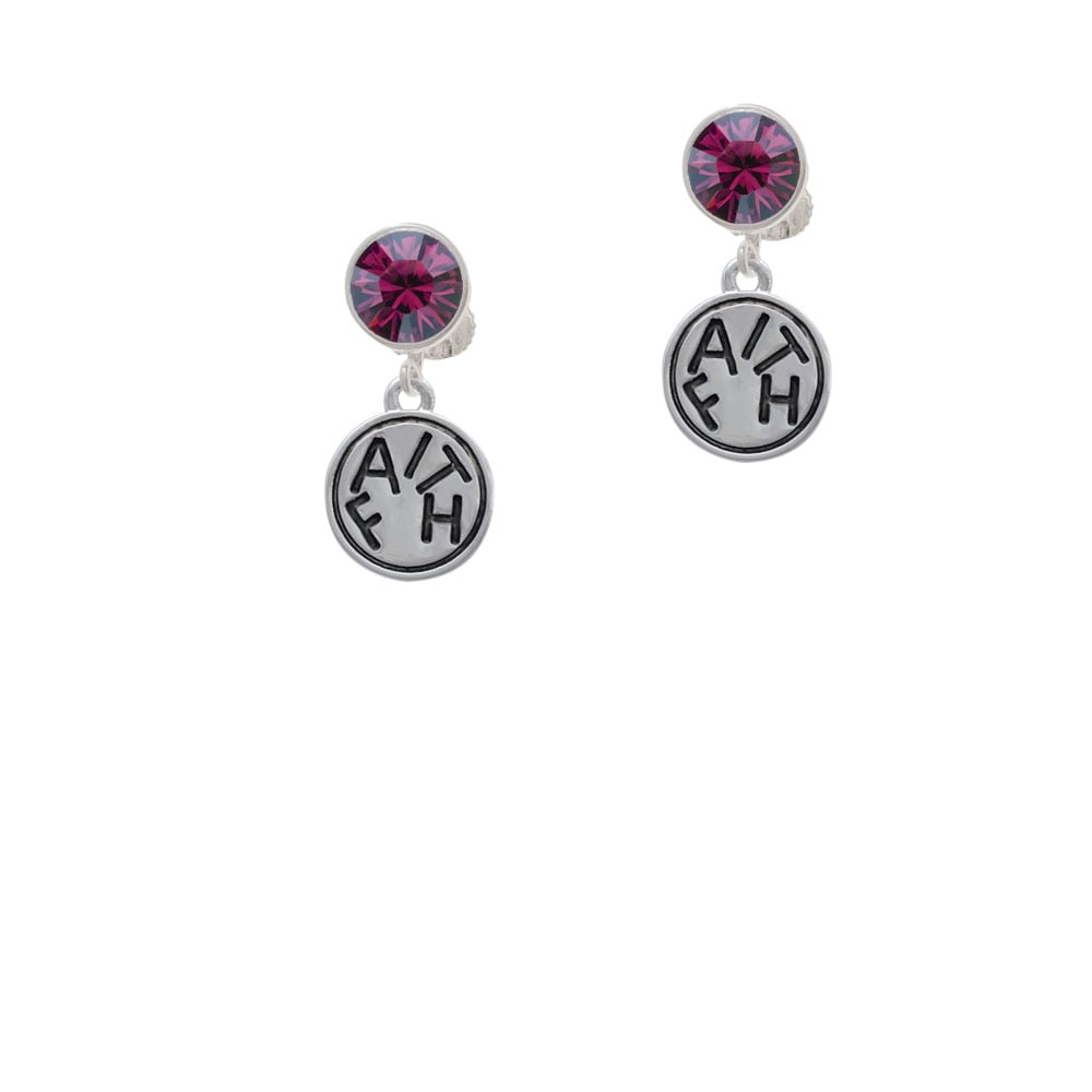 Faith in Circle Crystal Clip On Earrings Image 8