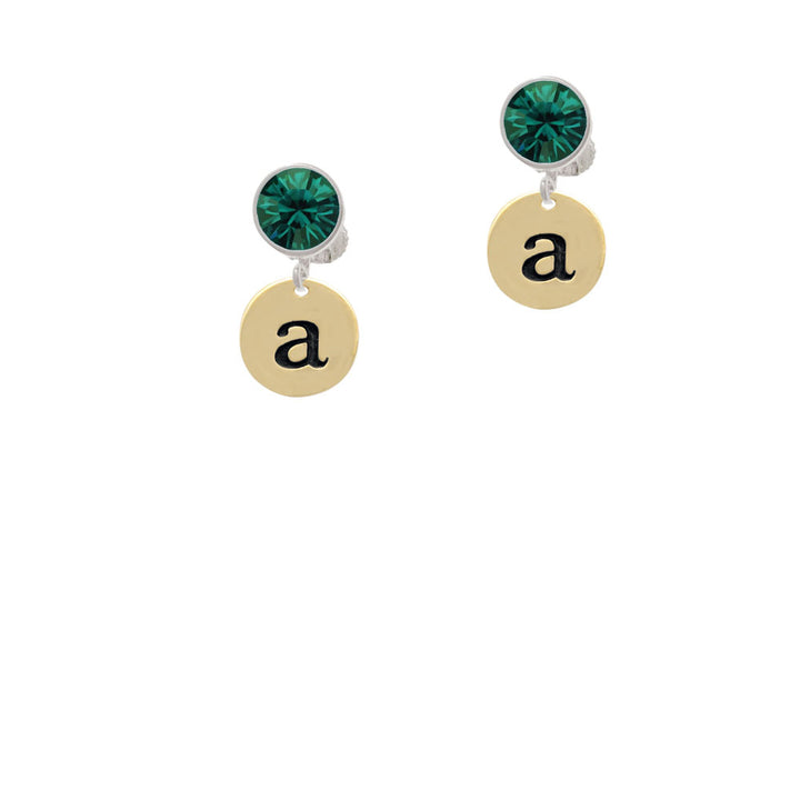 Gold Tone Disc 1/2 Initial - a - Crystal Clip On Earrings Image 6