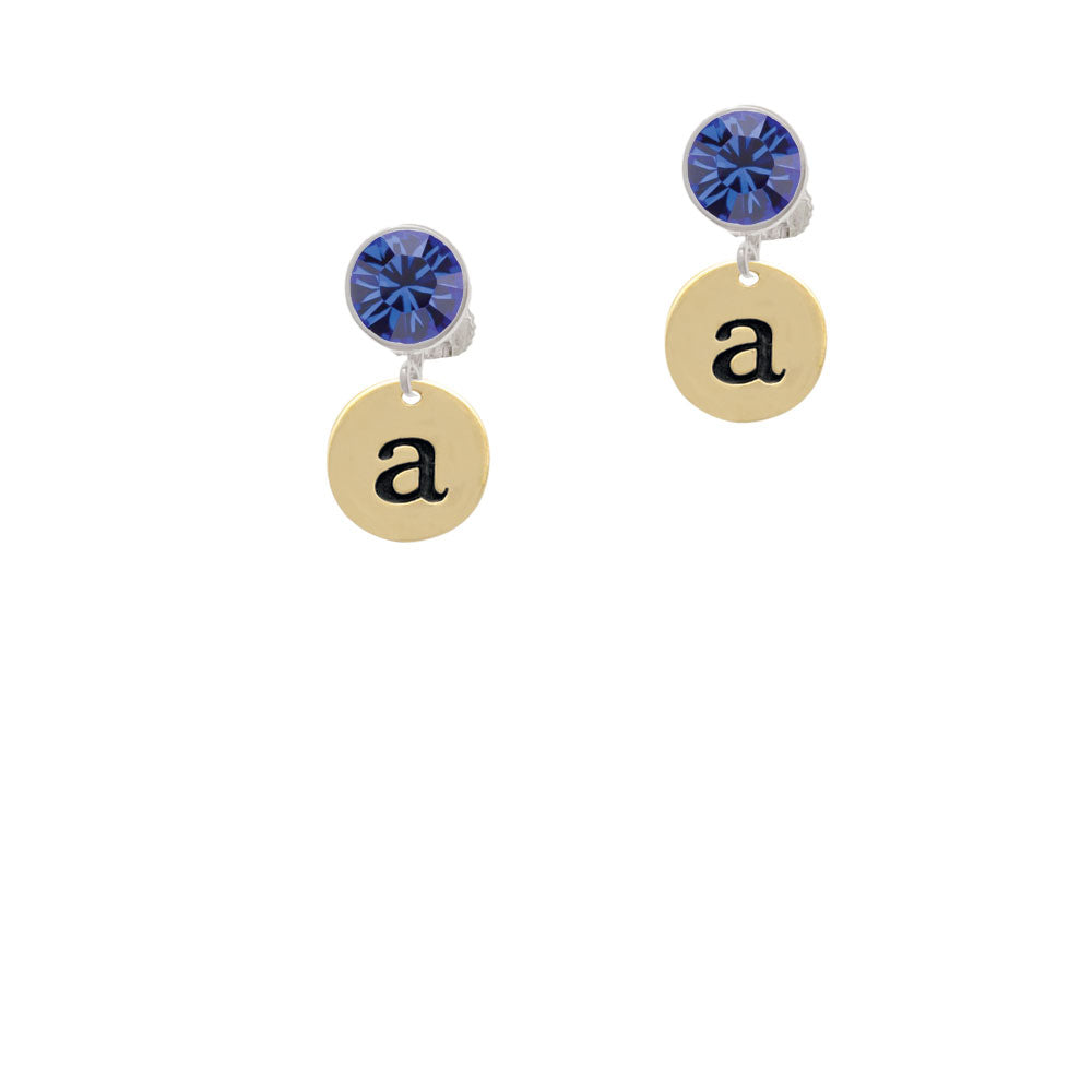 Gold Tone Disc 1/2 Initial - a - Crystal Clip On Earrings Image 7