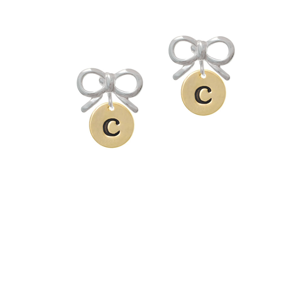 Gold Tone Disc 1/2 Initial - c - Crystal Clip On Earrings Image 9