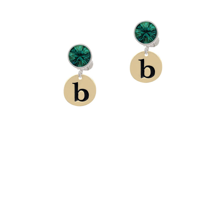 Gold Tone Disc 1/2 Initial - b - Crystal Clip On Earrings Image 6