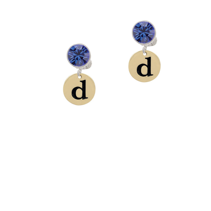 Gold Tone Disc 1/2 Initial - d - Crystal Clip On Earrings Image 7