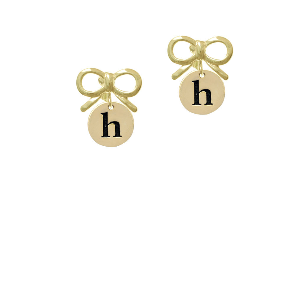 Gold Tone Disc 1/2 Initial - h - Crystal Clip On Earrings Image 10