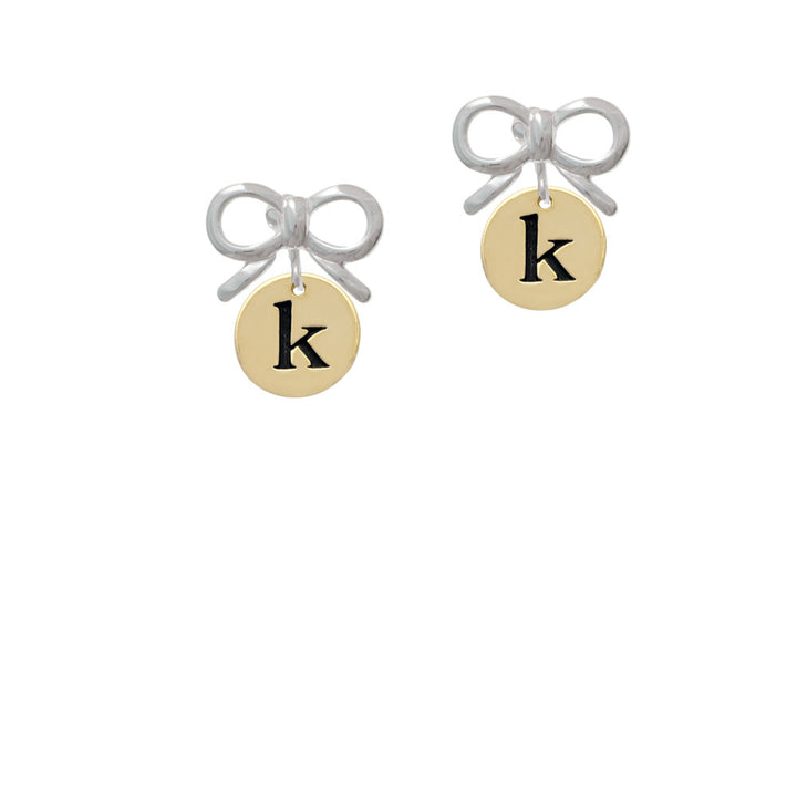 Gold Tone Disc 1/2 Initial - k - Crystal Clip On Earrings Image 9