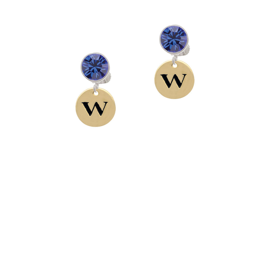 Gold Tone Disc 1/2 Initial - w - Crystal Clip On Earrings Image 7