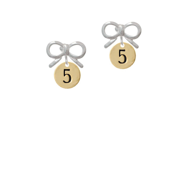 Gold Tone Disc 1/2 Number - 5 - Crystal Clip On Earrings Image 9