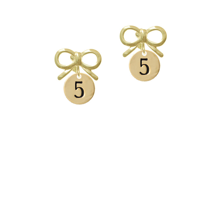 Gold Tone Disc 1/2 Number - 5 - Crystal Clip On Earrings Image 10