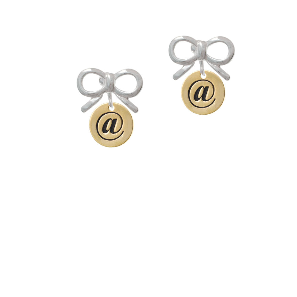 Gold Tone Disc 1/2 - Symbol - At Sign - - Crystal Clip On Earrings Image 9