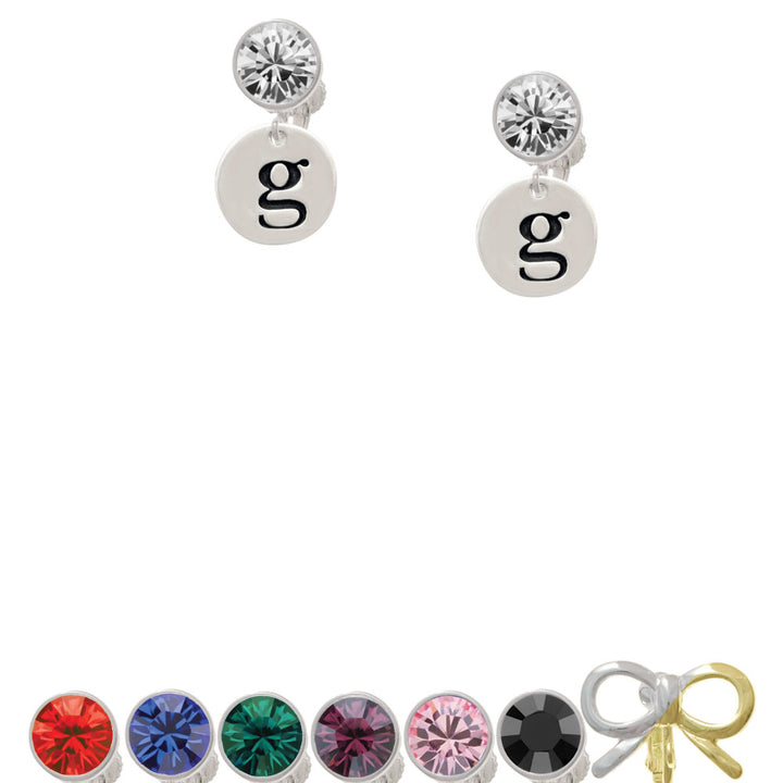 Disc 1/2 Initial - g - Crystal Clip On Earrings Image 1