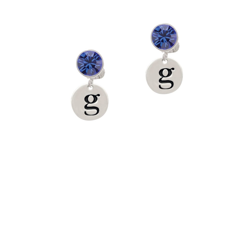 Disc 1/2 Initial - g - Crystal Clip On Earrings Image 7