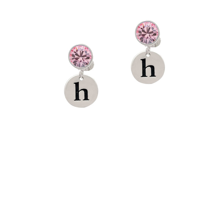 Disc 1/2 Initial - h - Crystal Clip On Earrings Image 4