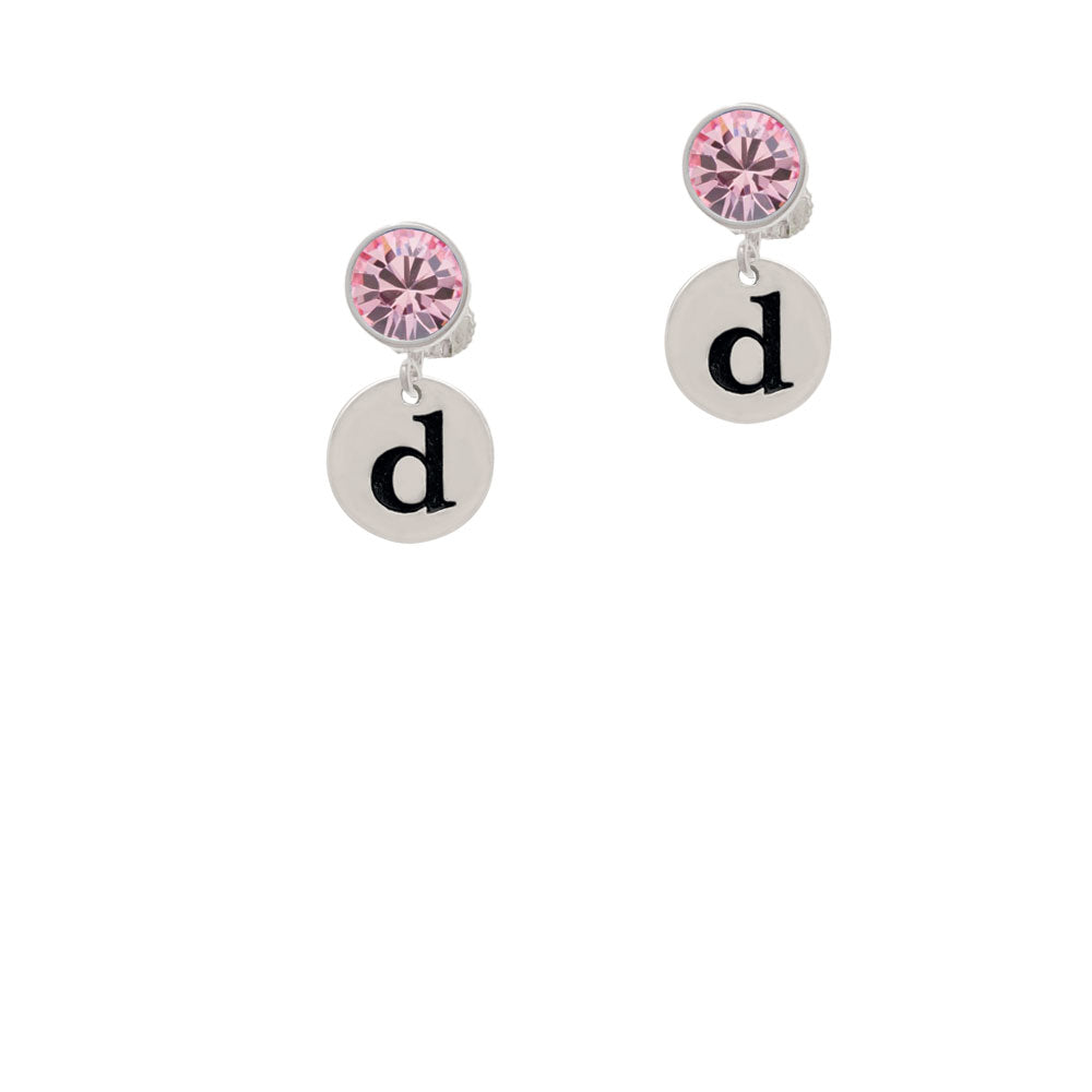 Disc 1/2 Initial - d - Crystal Clip On Earrings Image 4