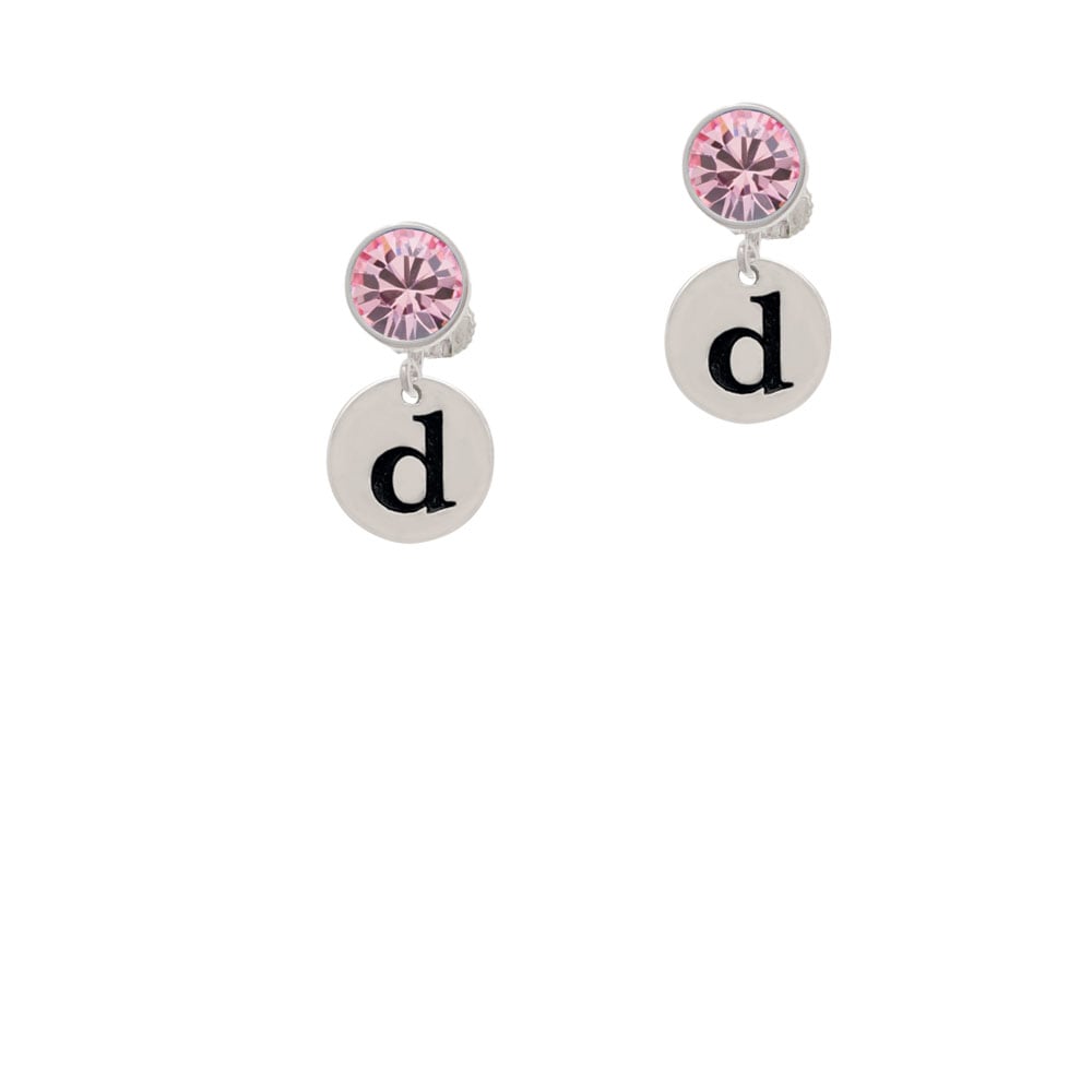 Disc 1/2 Initial - d - Crystal Clip On Earrings Image 1