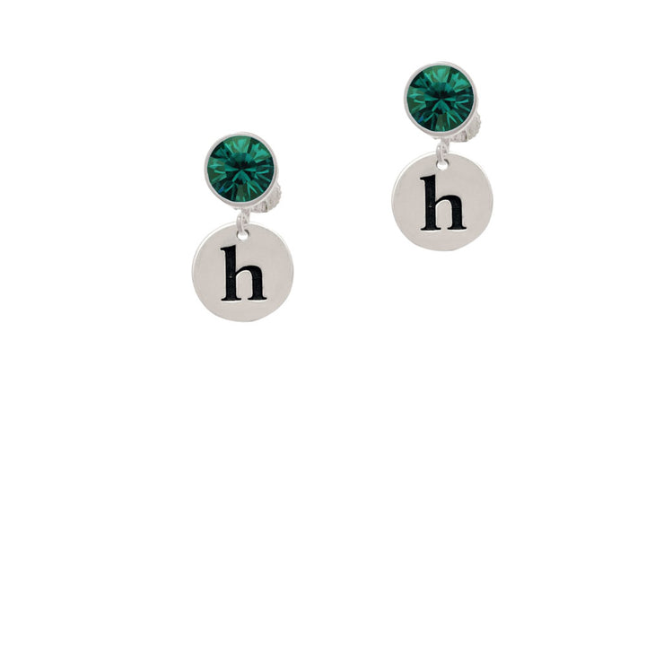 Disc 1/2 Initial - h - Crystal Clip On Earrings Image 6