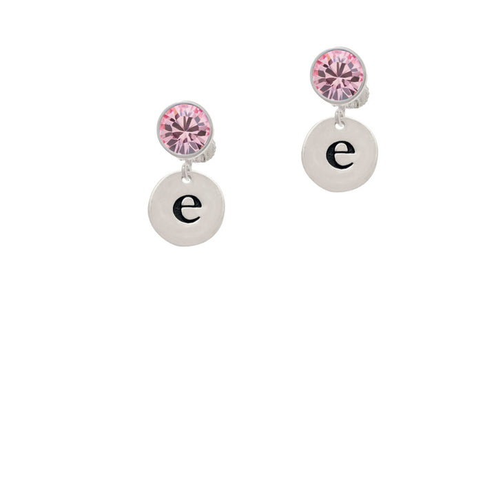 Disc 1/2 Initial - e - Crystal Clip On Earrings Image 4