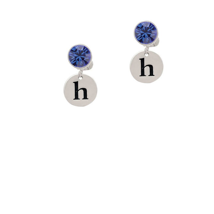 Disc 1/2 Initial - h - Crystal Clip On Earrings Image 7