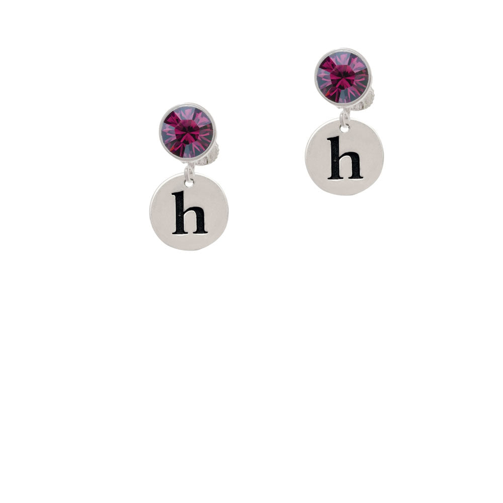 Disc 1/2 Initial - h - Crystal Clip On Earrings Image 8