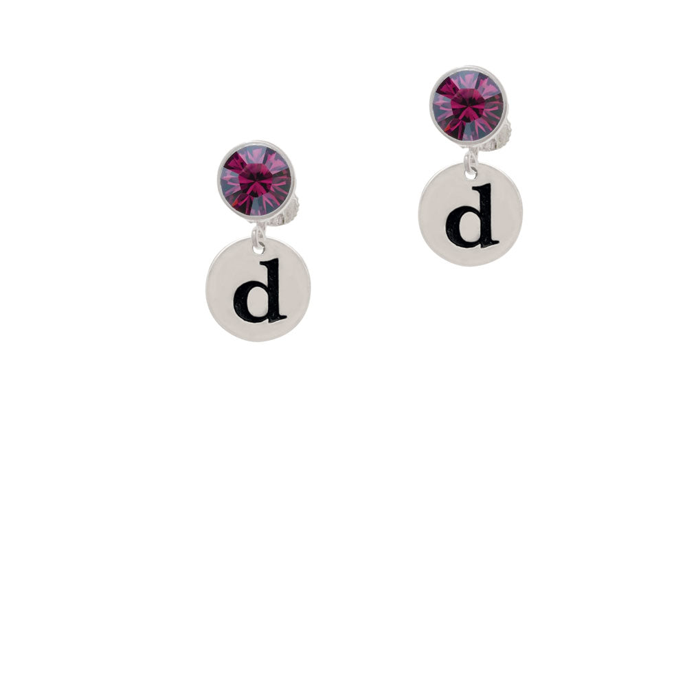 Disc 1/2 Initial - d - Crystal Clip On Earrings Image 8