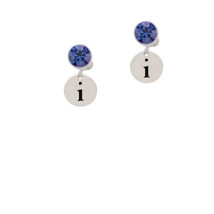 Disc 1/2 Initial - i - Crystal Clip On Earrings Image 7