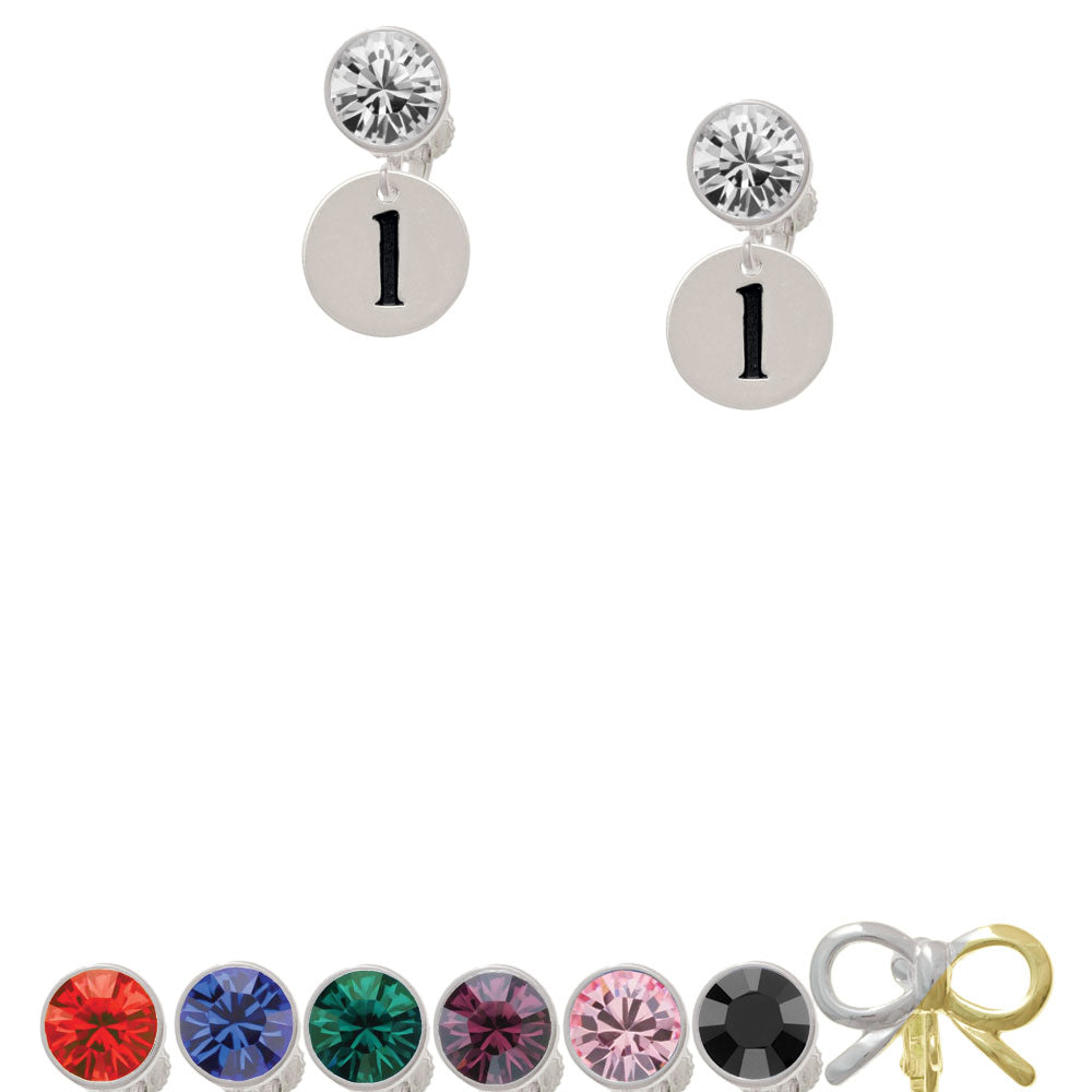 Disc 1/2 Initial - l - Crystal Clip On Earrings Image 1