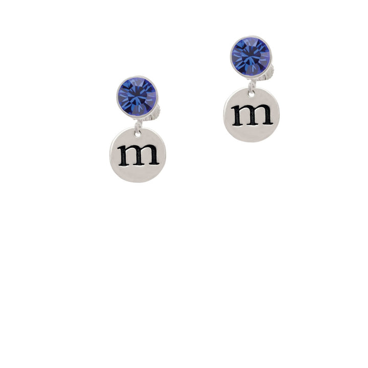 Disc 1/2 Initial - m - Crystal Clip On Earrings Image 7