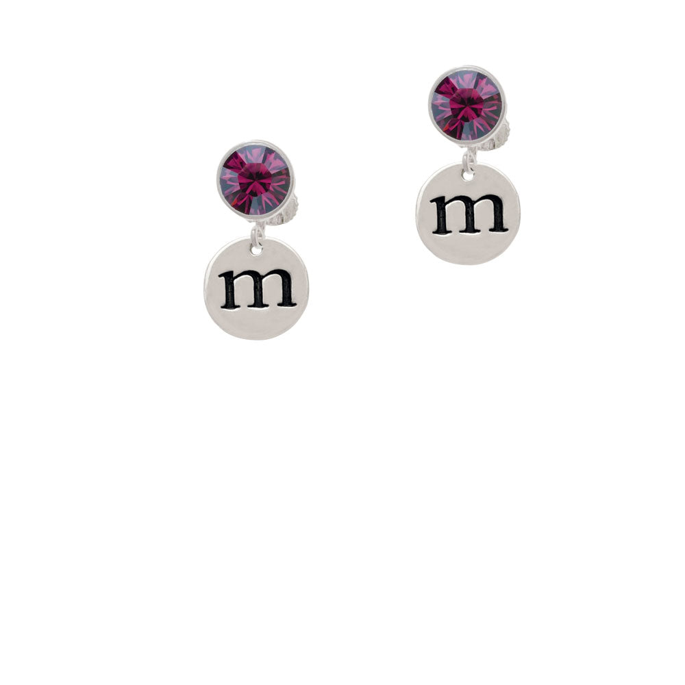 Disc 1/2 Initial - m - Crystal Clip On Earrings Image 8