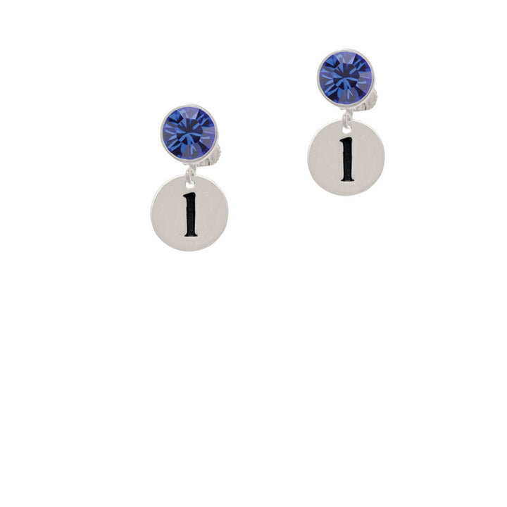 Disc 1/2 Initial - l - Crystal Clip On Earrings Image 7