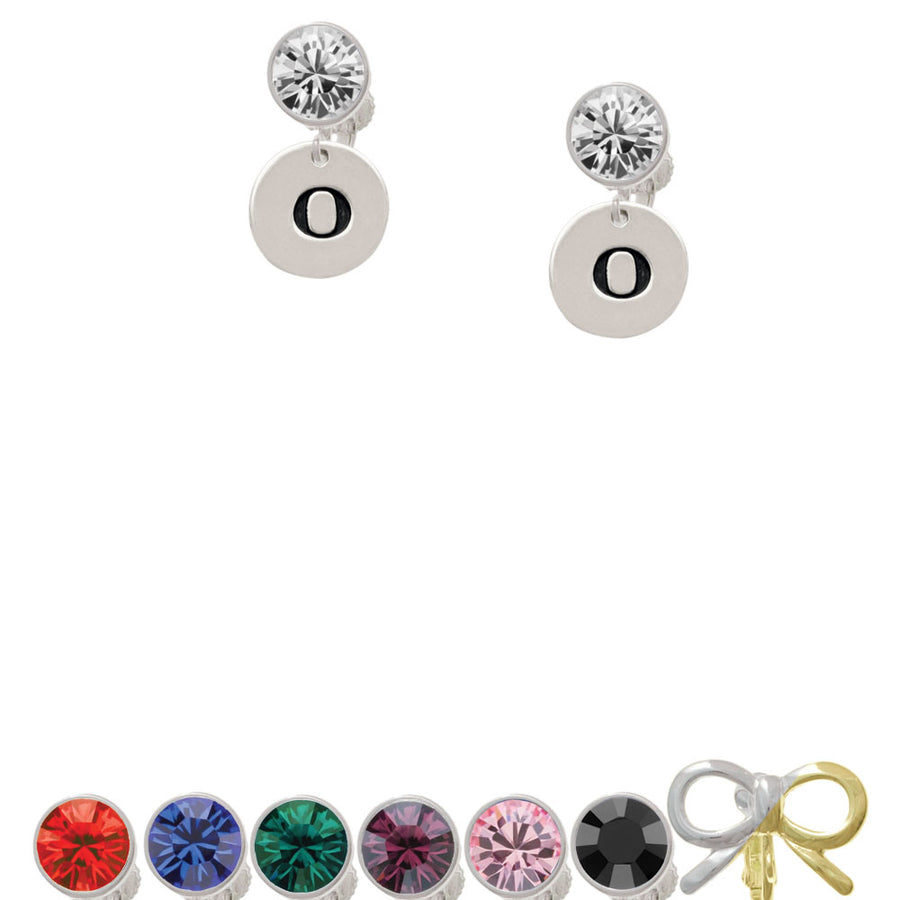 Disc 1/2 Initial - o - Crystal Clip On Earrings Image 1