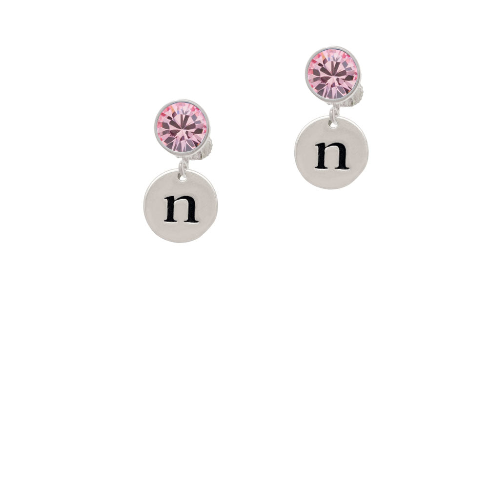 Disc 1/2 Initial - n - Crystal Clip On Earrings Image 4