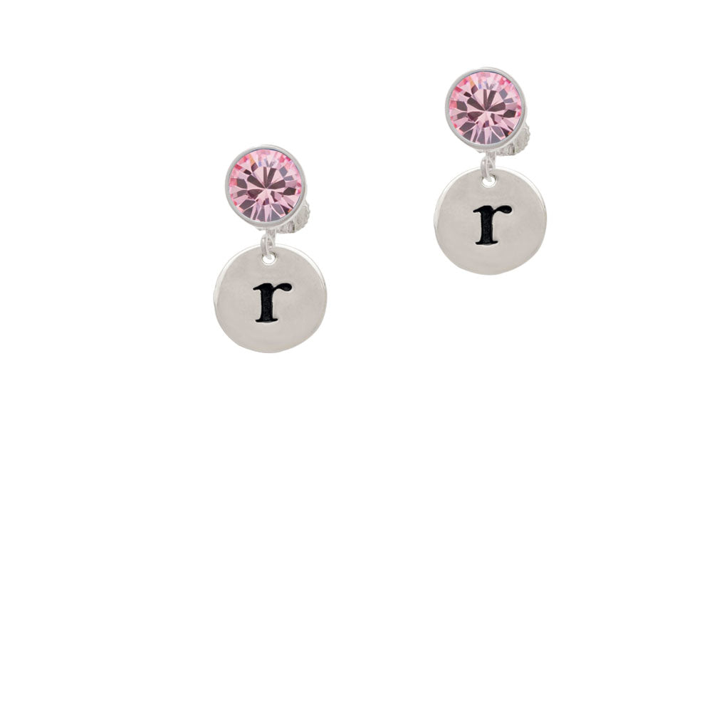 Disc 1/2 Initial - r - Crystal Clip On Earrings Image 4